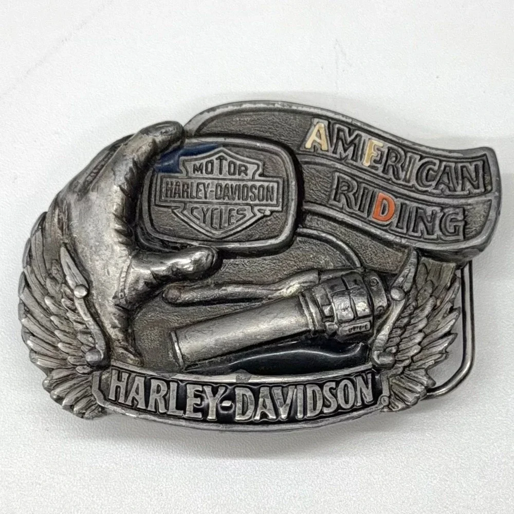 Vintage 1992 Harley-Davidson American Riding Belt Buckle Baron USA Made H 413